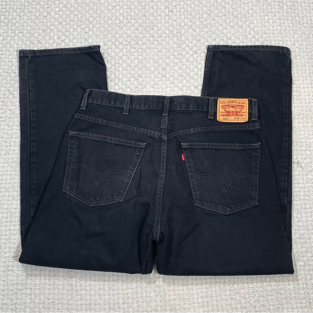 Mens Levi’s 505 Regular Fit Black Jeans 2008 Size 38x30